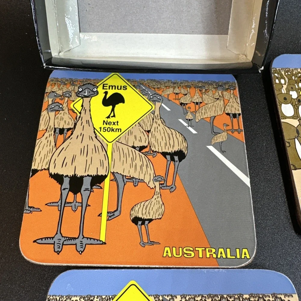 Set Of 6 Coasters  Australian Collection Koala Kangaroo Birds  4x4